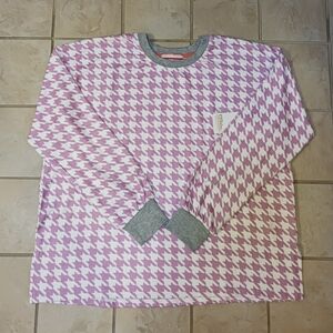 P.J. Salvage Pink and White Houndstooth Top